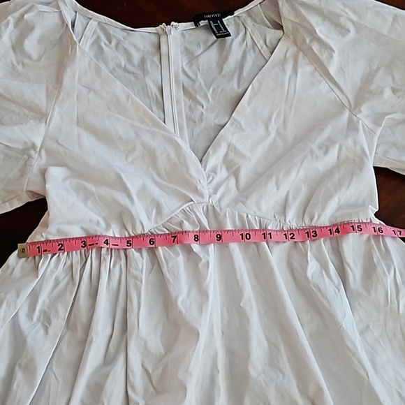 White Puff-Sleeve Babydoll Mini Dress - Picture 8 of 9